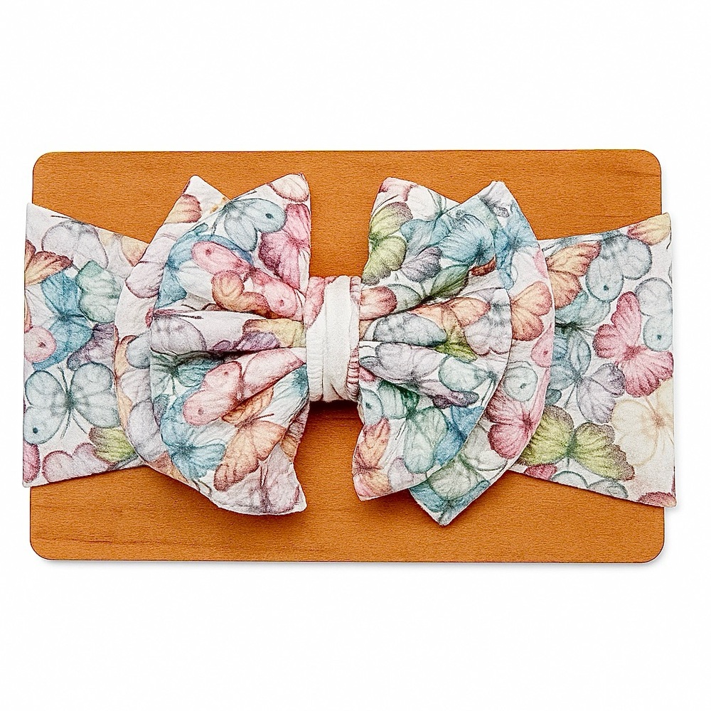 Knot-Free Colorful Butterfly Print Bow Headband